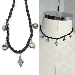 Free People Abalone Charm Braided Chocker Necklace